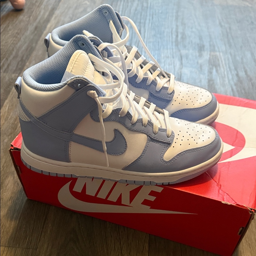 Nike Dunk Light Blue and White High-Tops